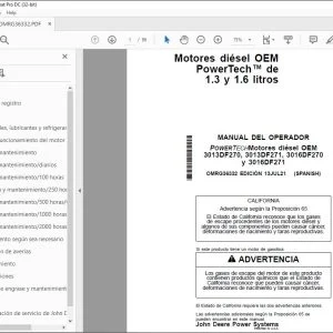 John Deere Motores diésel1.3 y 1.6 MANUAL DEL OPERADOR PDF