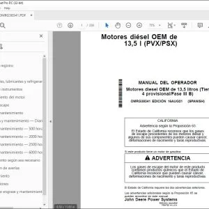 John Deere Motores diésel OEM de 13,5 l (PVX/PSX) MANUAL DEL OPERADOR PDF