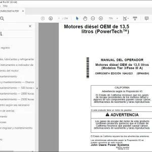 John Deere Motores diésel 13,5 litros MANUAL DEL OPERADOR PDF