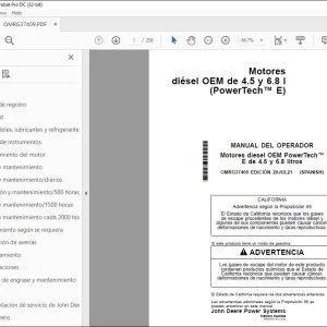 John Deere Motores diésel OEM de 4.5 y 6.8 l MANUAL DEL OPERADOR PDF