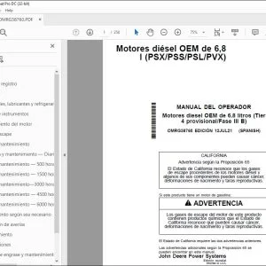 John Deere Motores diésel 6,8 l (PSX/PSS/PSL/PVX) MANUAL DEL OPERADOR PDF