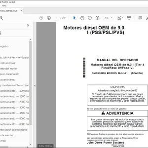 John Deere Motores diésel OEM de 9.0 l (PSS/PSL/PVS) MANUAL DEL OPERADOR PDF