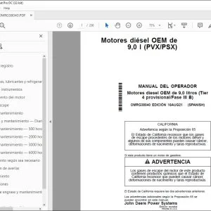 John Deere Motores diésel OEM de 9,0 l (PVXPSX) MANUAL DEL OPERADOR PDF