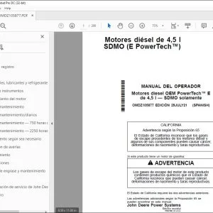 John Deere Motores diésel de 4,5 l SDMO (E PowerTech™) MANUAL DEL OPERADOR PDF