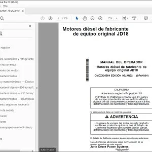 John Deere Motores diésel de fabricante JD18 MANUAL DEL OPERADOR  PDF
