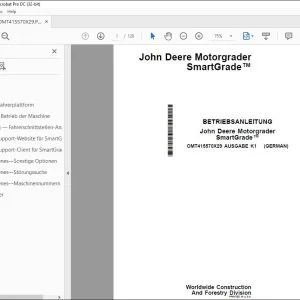 John Deere Motorgrader SmartGrade™ BETRIEBSANLEITUNG OMT415570X29 PDF
