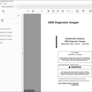 John Deere OEM Diagnostic Gauges Operator's Manual OMDZ109098 PDF