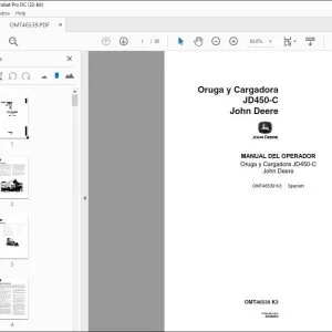 John Deere Oruga y Cargadora JD450-C MANUAL DEL OPERADOR PDF