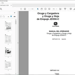 John Deere Oruga y Cargadora JD350-C MANUAL DEL OPERADOR PDF