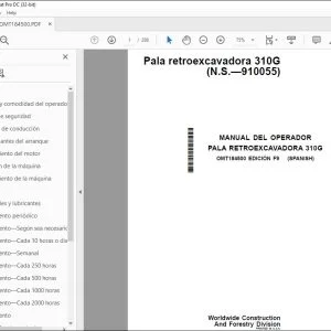 John Deere PALA RETROEXCAVADORA 310G MANUAL DEL OPERADOR PDF