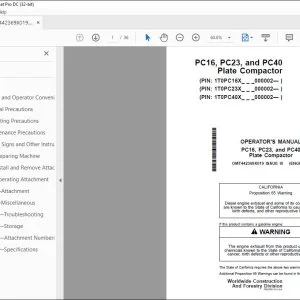 John Deere PC16, PC230 & PC40 Plate Compactor Operator's Manual PDF