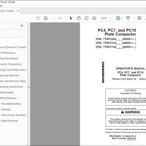 John Deere PC4, PC7 & PC10 Plate Compactor Operator's Manual PDF