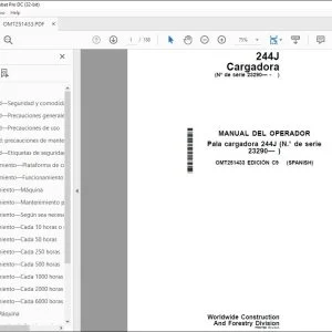 John Deere Pala cargadora 244J MANUAL DEL OPERADOR OMT251433 PDF