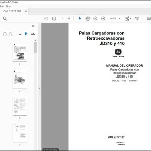 John Deere Palas Cargadoras JD310 y 410 MANUAL DEL OPERADOR PDF