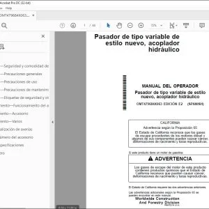 John Deere Pasador de tipo variable MANUAL DEL OPERADOR PDF