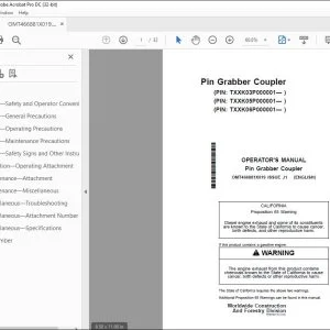 John Deere Pin Grabber Coupler Operation Manual (OMT466881X019) PDF