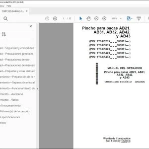 John Deere Pincho para pacas AB21, AB31, AB32, AB42, y AB43 MANUAL DEL OPERADOR PDF