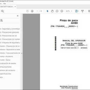 John Deere Pinza de paca AH80 MANUAL DEL OPERADOR OMT397710X63 PDF