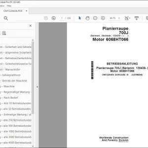 John Deere Planierraupe 700J BETRIEBSANLEITUNG OMT228406 – PDF DOWNLOAD