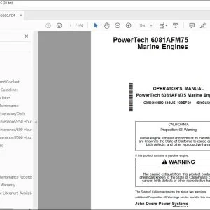 John Deere PowerTech 6081AFM75 Marine Engines Operator's Manual PDF