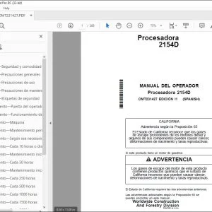 John Deere Procesadora 2154D MANUAL DEL OPERADOR OMT231427 PDF