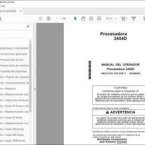 John Deere Procesadora 2454D MANUAL DEL OPERADOR OMT231439 PDF