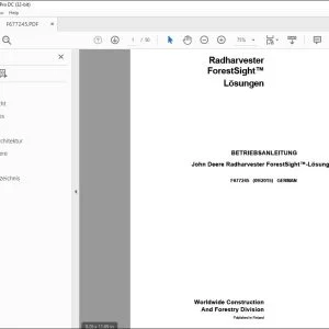 John Deere Radharvester ForestSight-Lösungen BETRIEBSANLEITUNG F677245 PDF