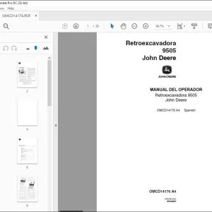 John Deere Retroexcavadora 9505 MANUAL DEL OPERADOR OMCD14176 PDF