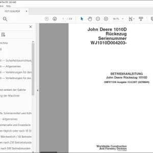 John Deere Rückezug 1010D BETRIEBSANLEITUNG OMF071536 - PDF DOWNLOAD