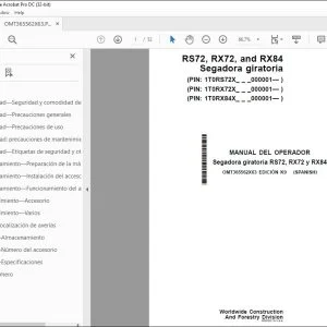 John Deere Segadora giratoria RS72, RX72 y RX84 MANUAL DEL OPERADOR PDF