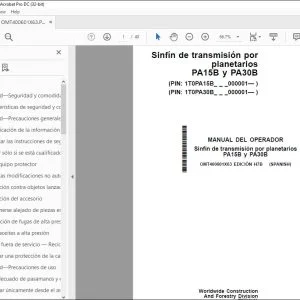 John Deere Sinfín de transmisión PA15B y PA30B MANUAL DEL OPERADOR PDF