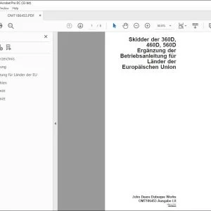 John Deere Skidder 360D 460D 560D Erganzung Betriebsanleitung PDF