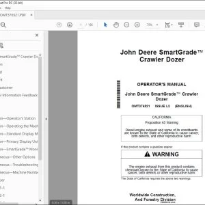 John Deere SmartGrade Dozer Operator's Manual OMT376521 PDF