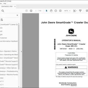 John Deere SmartGrade Crawler Dozer (MC-X1) Operator's Manual PDF