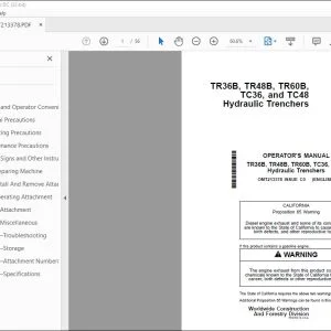 John Deere TR36B, TR48B, TR60B, TC36 & TC48 Trenchers Operator's Manual PDF