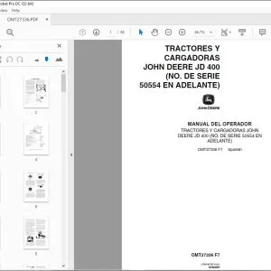 John Deere TRACTORES Y CARGADORAS JD 400 MANUAL DEL OPERADOR PDF