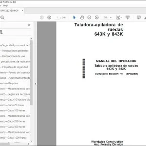 John Deere Taladora-apiladora de ruedas 643K y 843K MANUAL DEL OPERADOR PDF