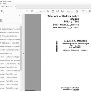 John Deere Taladora apiladora sobre 753J y 759J MANUAL DEL OPERADOR PDF