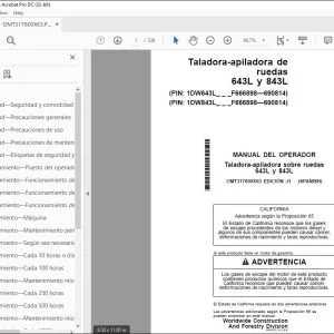 John Deere Taladora-apiladora 643L y 843L MANUAL DEL OPERADOR PDF
