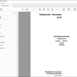 John Deere TimberLink - Harvester 2.0 X BETRIEBSANLEITUNG F076805 PDF