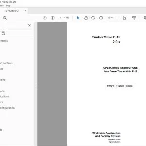John Deere TimberMatic F-12 2.9.x Operator's Manual F074240 - PDF DOWNLOAD