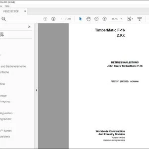 John Deere TimberMatic F-16 2.9.x BETRIEBSANLEITUNG F692337 PDF
