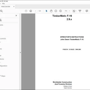 John Deere TimberMatic F-16 2.9.x Operator's Manual F692334 - PDF DOWNLOAD