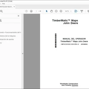 John Deere TimberMatic™ Maps MANUAL DEL OPERADOR OMT433361X63 PDF