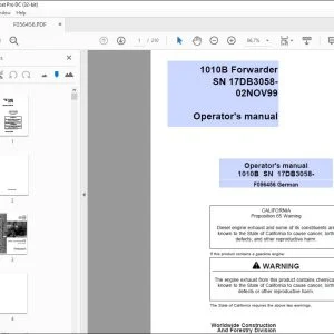 John Deere Timberjack 1010B Ruckezug Betriebs & Wartungsanleitung PDF