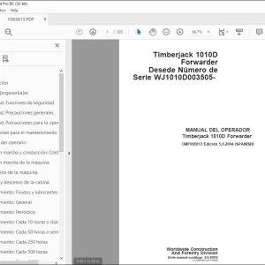 John Deere Timberjack 1010D Forwarder MANUAL DEL OPERADOR OMF065813 PDF
