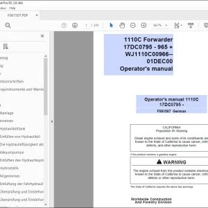 John Deere Timberjack 1110C BETRIEBS & WARTUNGSANLEITUNG PDF