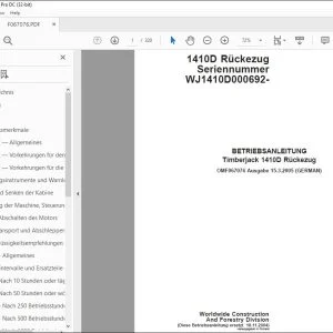 John Deere Timberjack 1410D Rückezug BETRIEBSANLEITUNG OMF067076 PDF