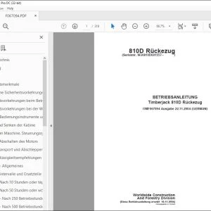 John Deere Timberjack 810D Rückezug BETRIEBSANLEITUNG OMF067094 PDF