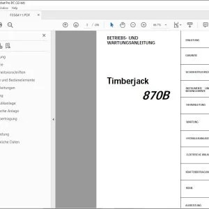 John Deere Timberjack 870B BETRIEBS & WARTUNGSANLEITUNG F058411 PDF